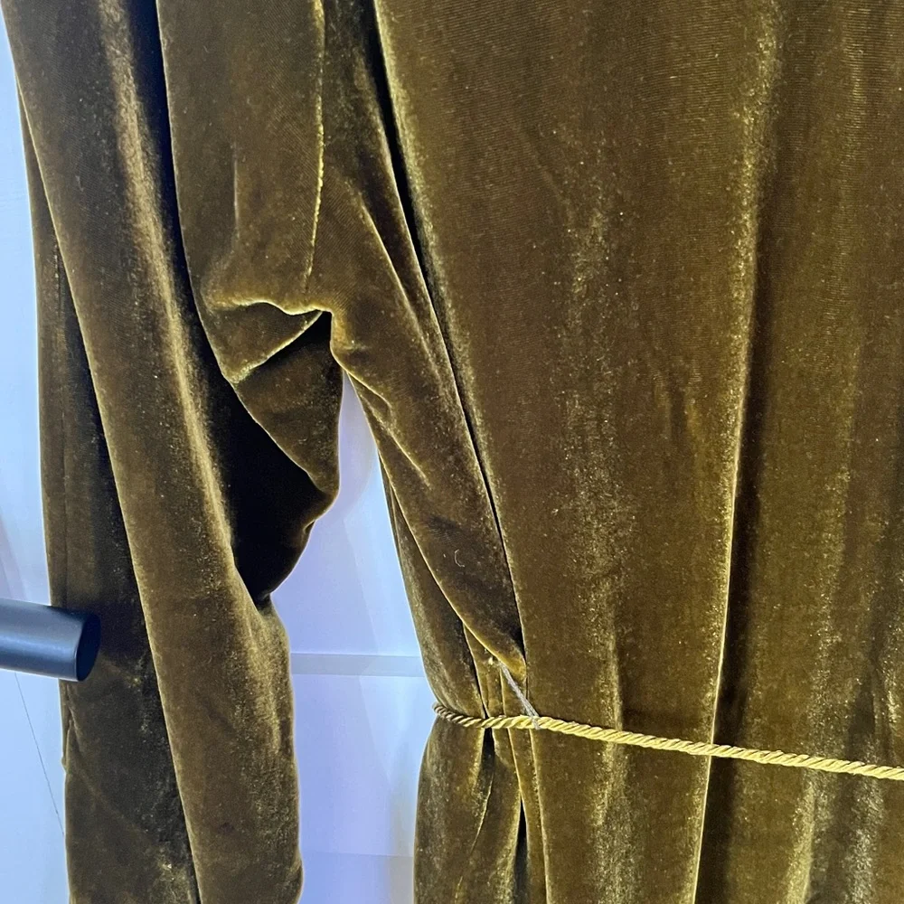 Zara Green Velvet Open Jacket Caftan Formal Dressing XS - Picture 15 of 15